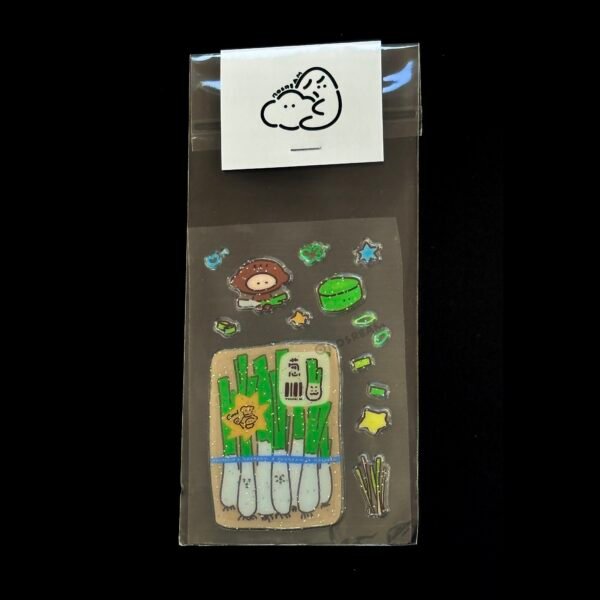 3D Glitter Puffy Sticker Scallion